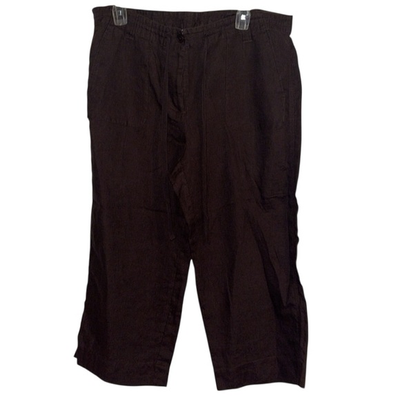 🌹TALBOTS CROPPED 100% LINEN PANTS - Picture 1 of 4